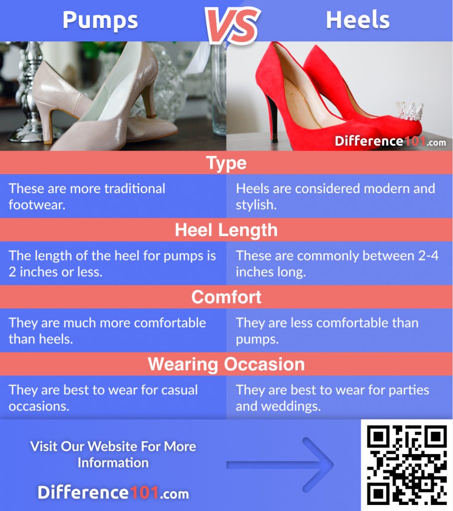 pumps vs heels comparison chart