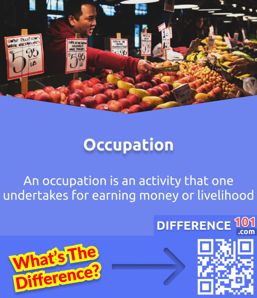 What is an Occupation? An occupation is an activity that one undertakes for earning money or livelihood.