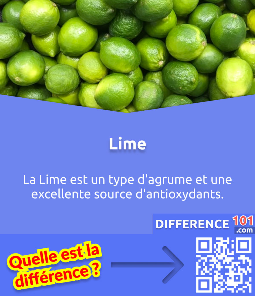 Qu'est-ce que la Lime? La Lime est un type d'agrume et une excellente source d'antioxydants.