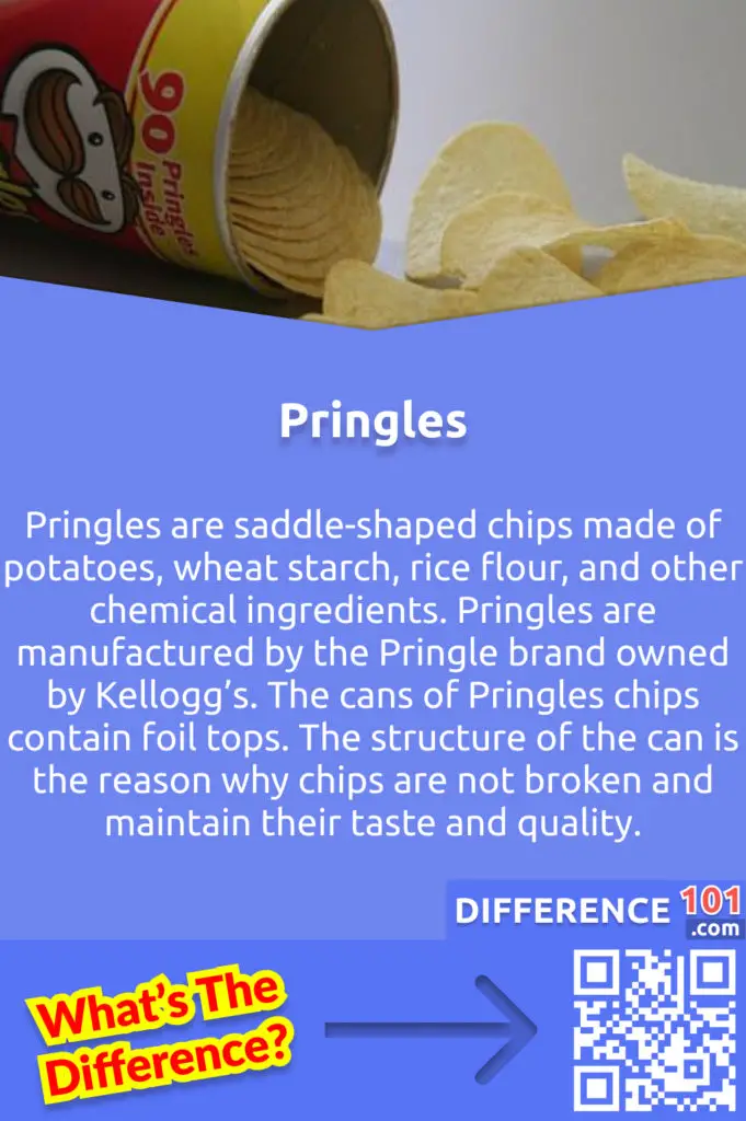 What are Pringles? Pringles are saddle-shaped chips made of potatoes, wheat starch, rice flour, and other chemical ingredients. Pringles are manufactured by the Pringle brand owned by Kellogg’s. This brand also manufactured multigrain chips and tortillas by changing the ingredients of other chips. Moreover, rice Pringles and corn Pringles are also available. The cans of Pringles chips contain foil tops. The structure of the can is the reason why chips are not broken and maintain their taste and quality. The company has implemented many strategies to increase sales. There are more than 100 flavors of Pringles in different countries. Most common are hot and spicy, cheddar cheese, ranch dressing, and original.