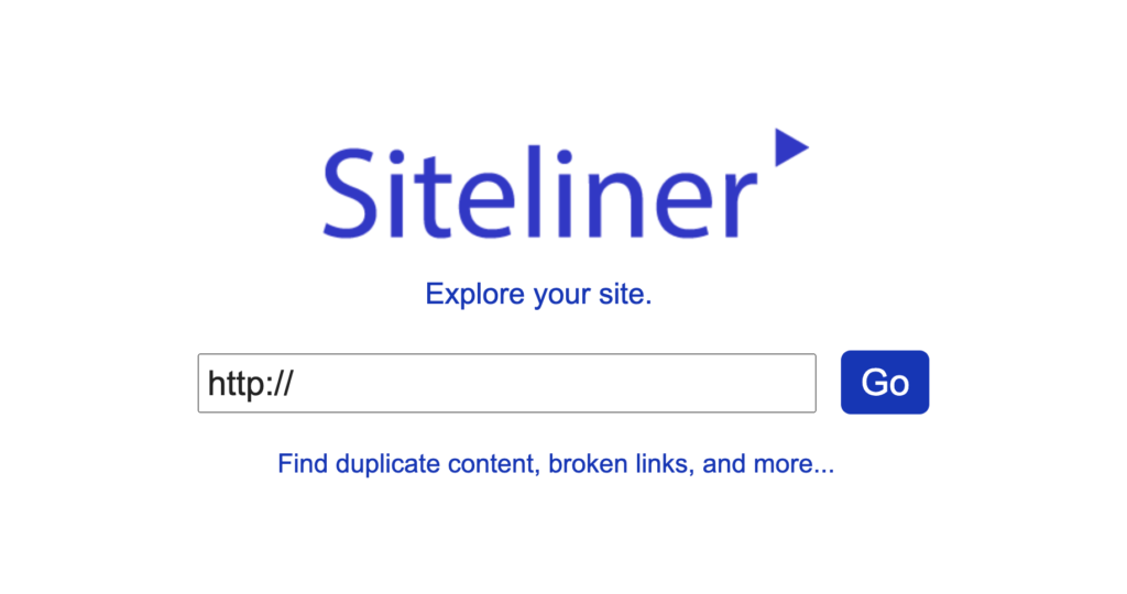 Página principal do Siteliner