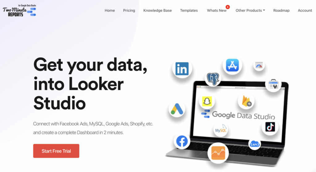 Two Minutes Reports for Looker Studio Home Page Difference 101