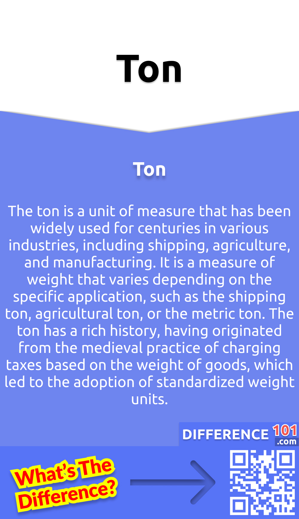 What Is Ton? The ton is a unit of measure that has been widely used for centuries in various industries, including shipping, agriculture, and manufacturing. It is a measure of weight that varies depending on the specific application, such as the shipping ton, agricultural ton, or the metric ton. The ton has a rich history, having originated from the medieval practice of charging taxes based on the weight of goods, which led to the adoption of standardized weight units. Over time, the ton has taken on different meanings and uses, such as in the mining industry, where it refers to a unit of ore or coal, and in the music industry, where it is used to describe the quality of sound. Despite its varying interpretations, the ton remains a crucial unit of measure in many industries and is essential to the efficient functioning of global commerce.