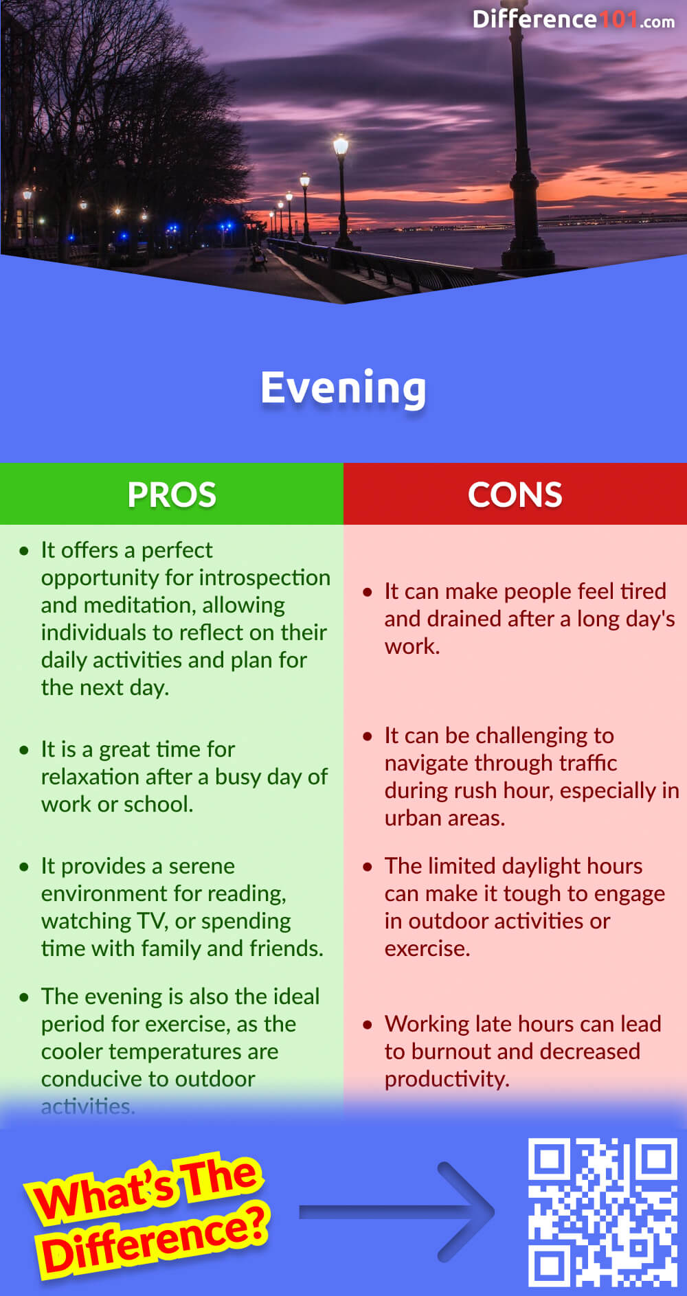 Evening Pros & Cons