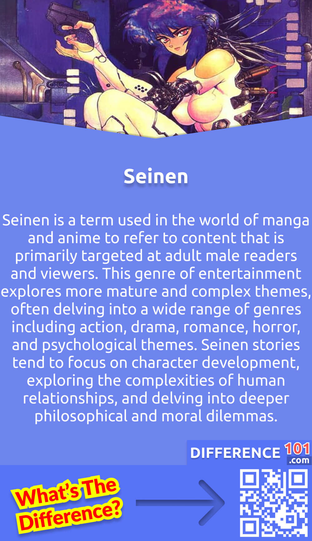 What Is Seinen? Seinen is a term used in the world of manga and anime to refer to content that is primarily targeted at adult male readers and viewers. This genre of entertainment explores more mature and complex themes, often delving into a wide range of genres including action, drama, romance, horror, and psychological themes. Seinen stories tend to focus on character development, exploring the complexities of human relationships, and delving into deeper philosophical and moral dilemmas. The art style in seinen manga is often more detailed and can be quite graphic at times, depicting violence, sexuality, and mature content. Seinen is a popular and respected genre that offers a more nuanced and layered experience for adult fans of manga and anime.