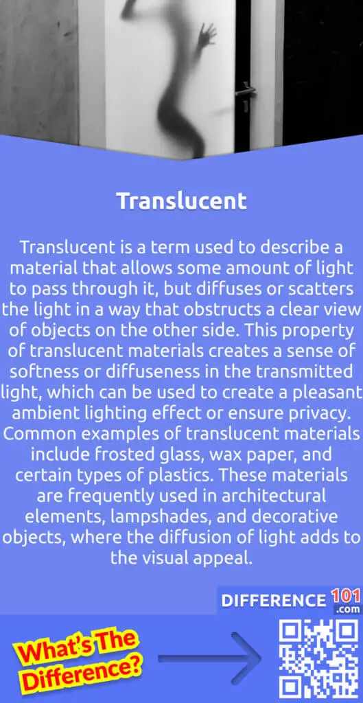 What Is Translucent?
Translucent is a term used to describe a material that allows some amount of light to pass through it, but diffuses or scatters the light in a way that obstructs a clear view of objects on the other side. This property of translucent materials creates a sense of softness or diffuseness in the transmitted light, which can be used to create a pleasant ambient lighting effect or ensure privacy. Common examples of translucent materials include frosted glass, wax paper, and certain types of plastics. These materials are frequently used in architectural elements, lampshades, and decorative objects, where the diffusion of light adds to the visual appeal.